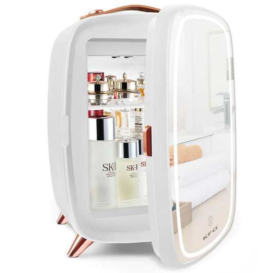 KFO Skincare Fridge Mini Fridge Skincare Mini Fridge6 Liter/8 Cans 3 LED Mirror Light ModeSkin Care Fridge Mini Skincare FridgeCosmetic Fridge Mini Fridge For Bedroom For Makeup Storage (White) - True Indigo Spa + Wellness